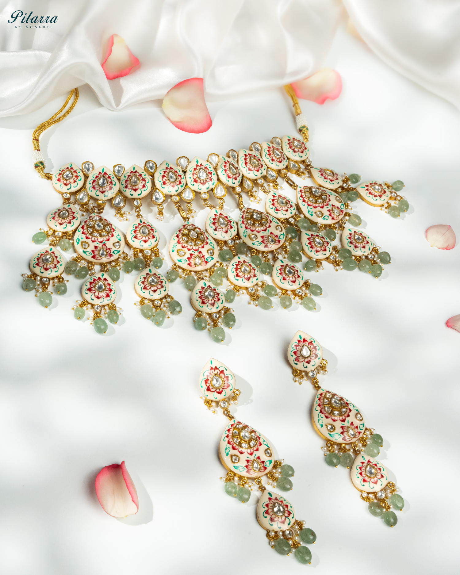 Pink Polki Kundan Necklace Set