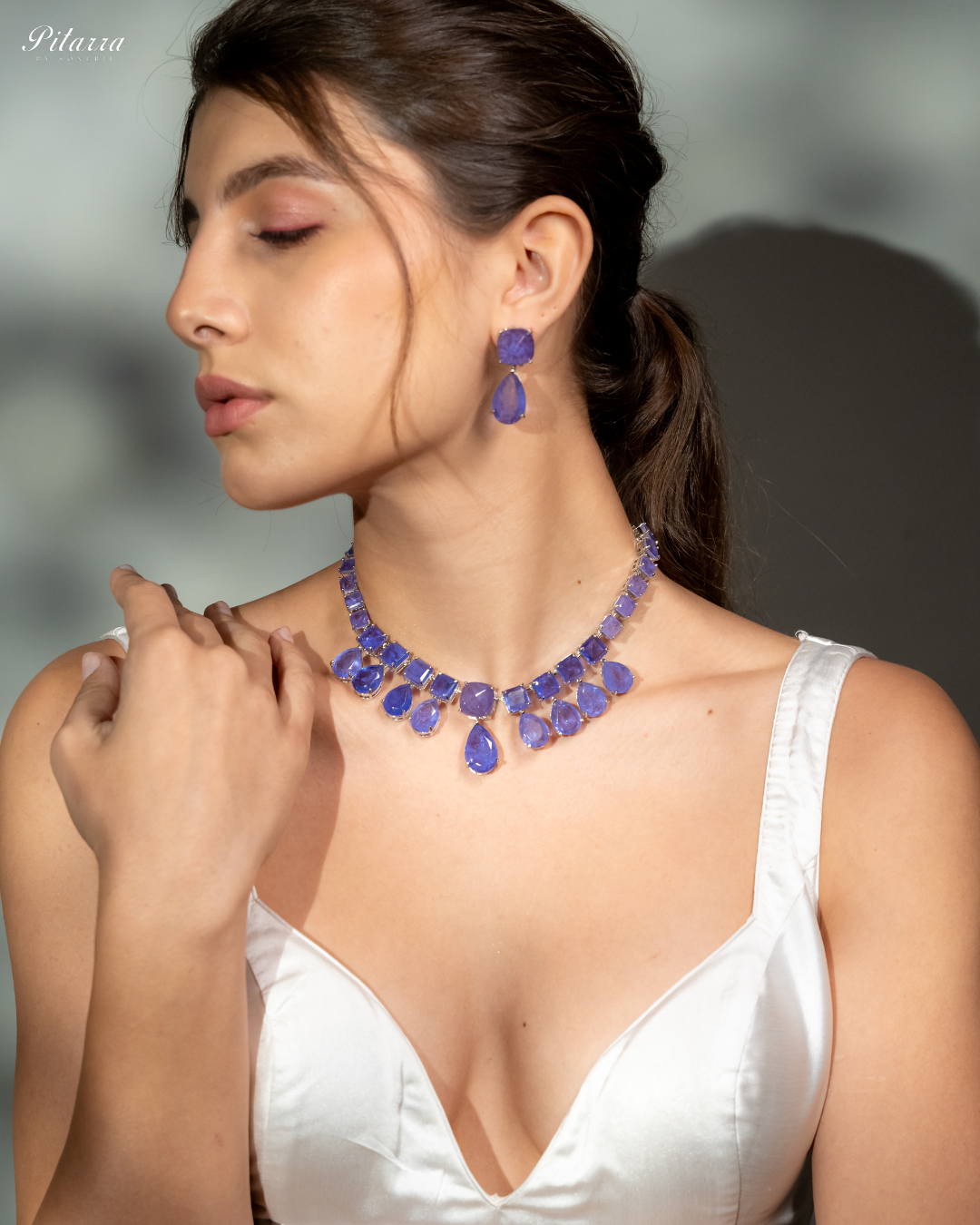 Pitarra Blue Crystal Necklace Set