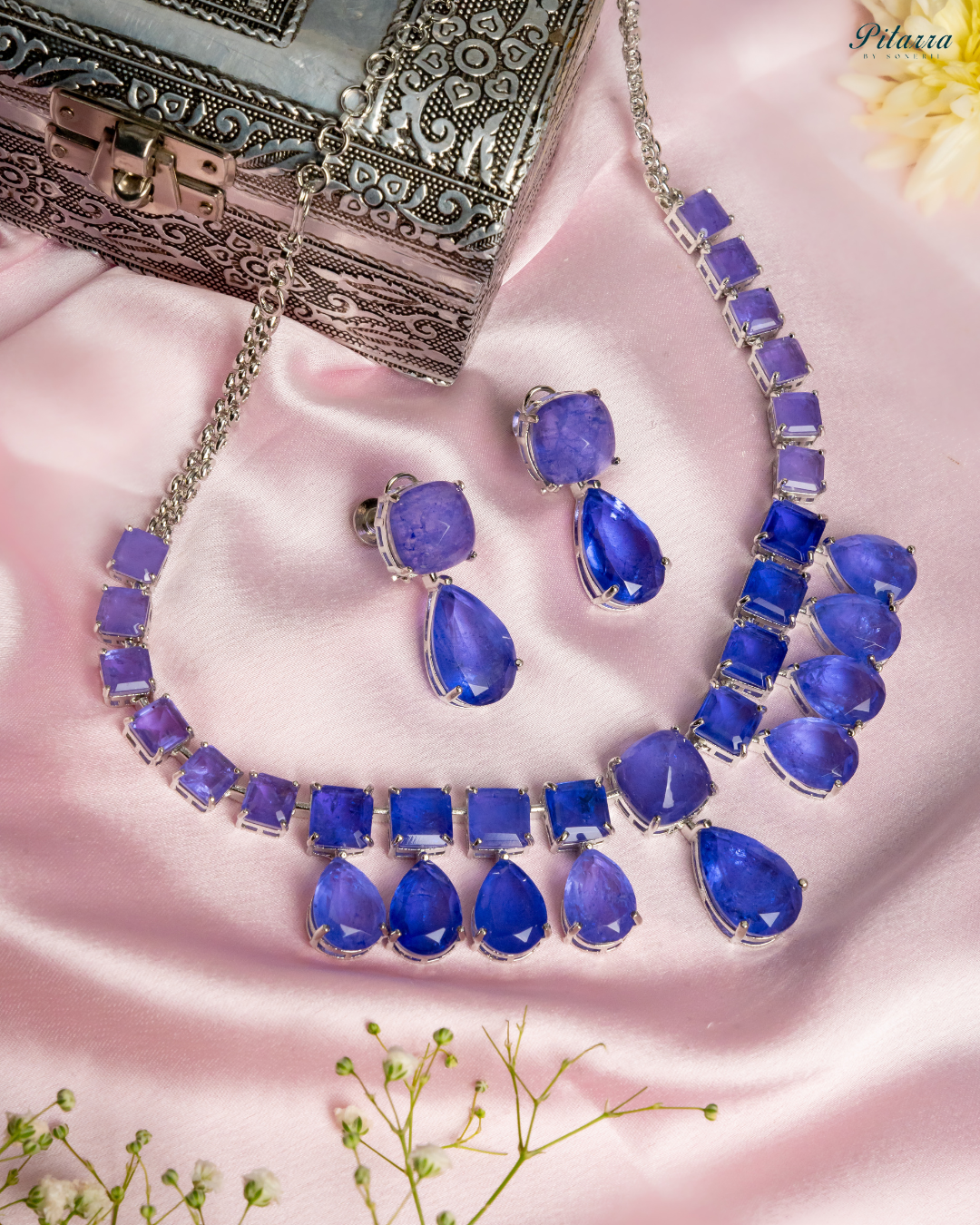 Pitarra Blue Crystal Necklace Set