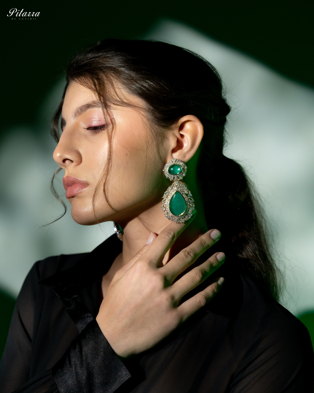 Pitarra Green Doublet Silver earrings