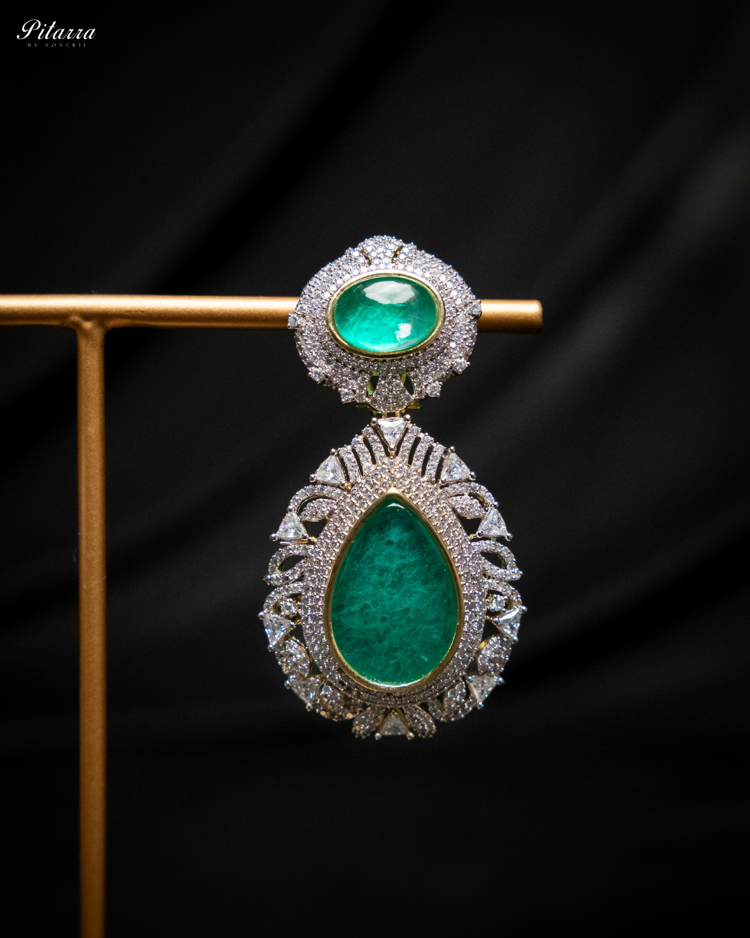 Pitarra Green Doublet Statement earrings