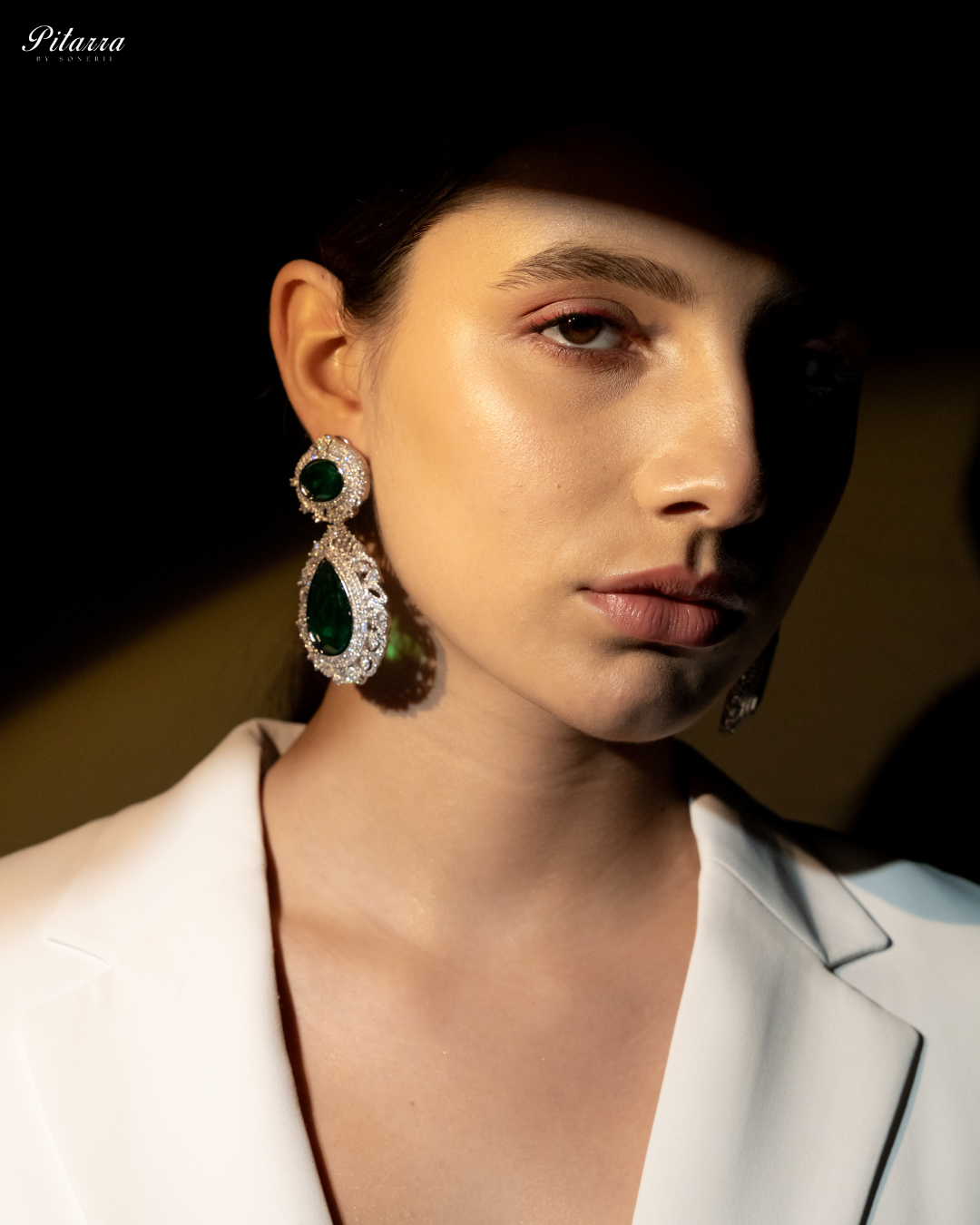 Pitarra Green Doublet Statement earrings