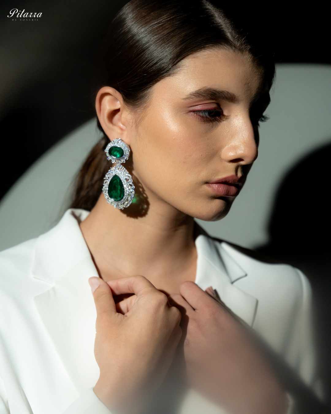 Pitarra Green Doublet Statement earrings