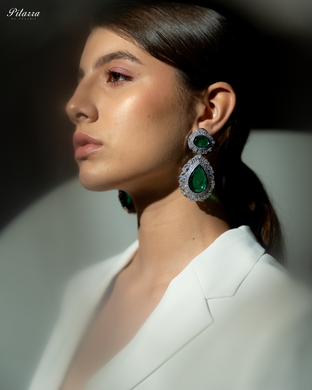 Pitarra Green Doublet Statement earrings