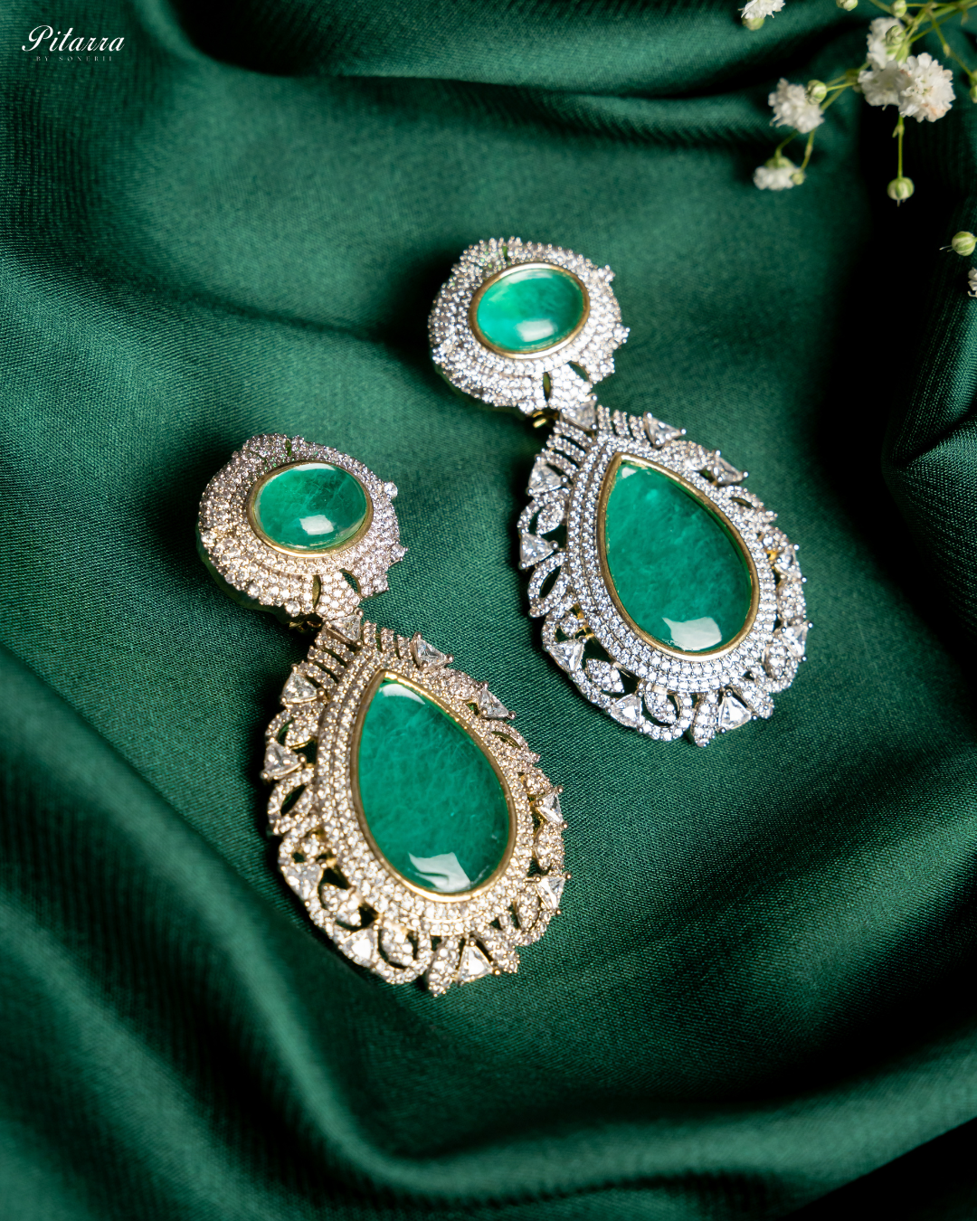 Pitarra Green Doublet Statement earrings