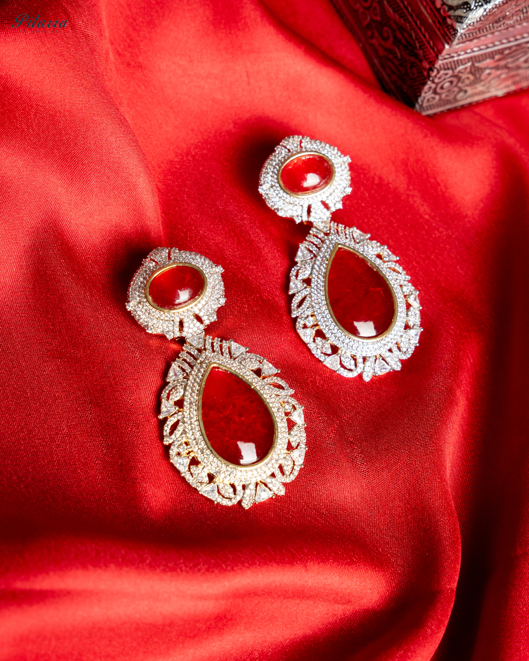 Pitarra Ruby Red Doublet Statement Earrings