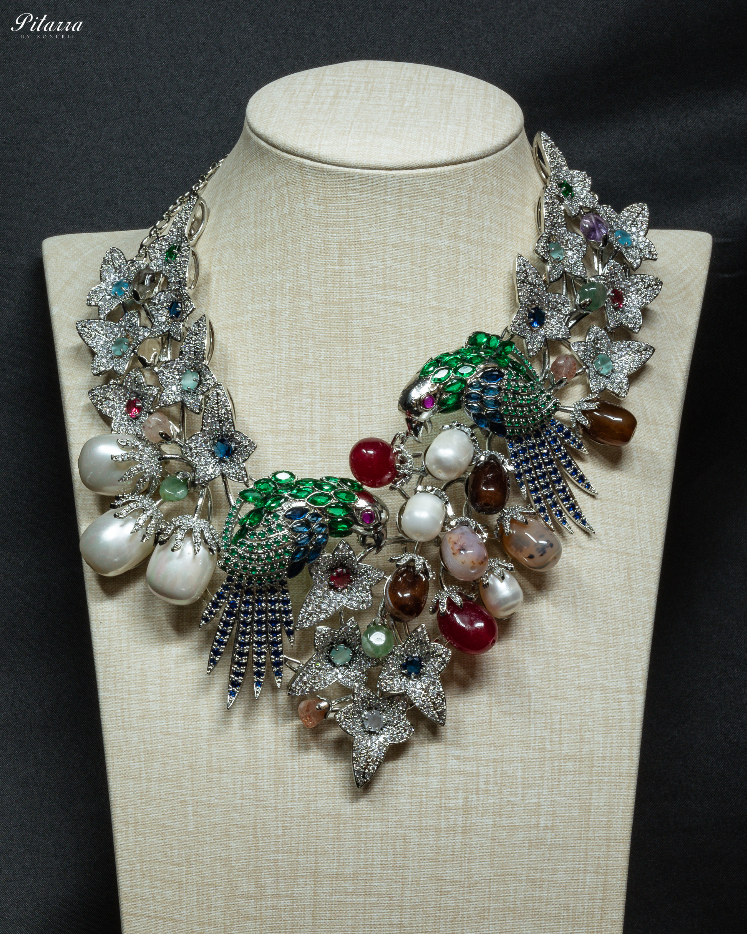 Love Birds with Baroque Pearl Necklace set