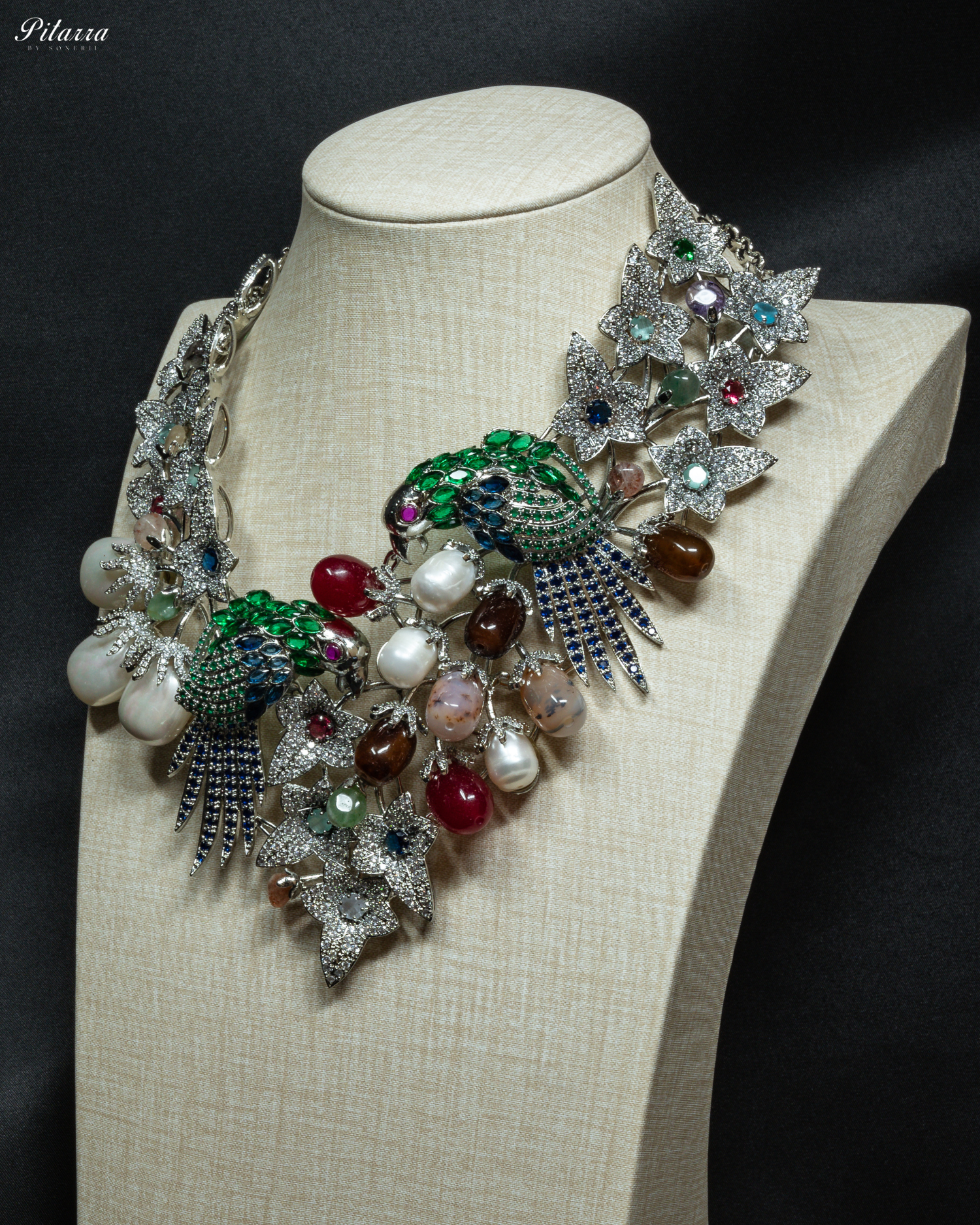 Love Birds with Baroque Pearl Necklace set