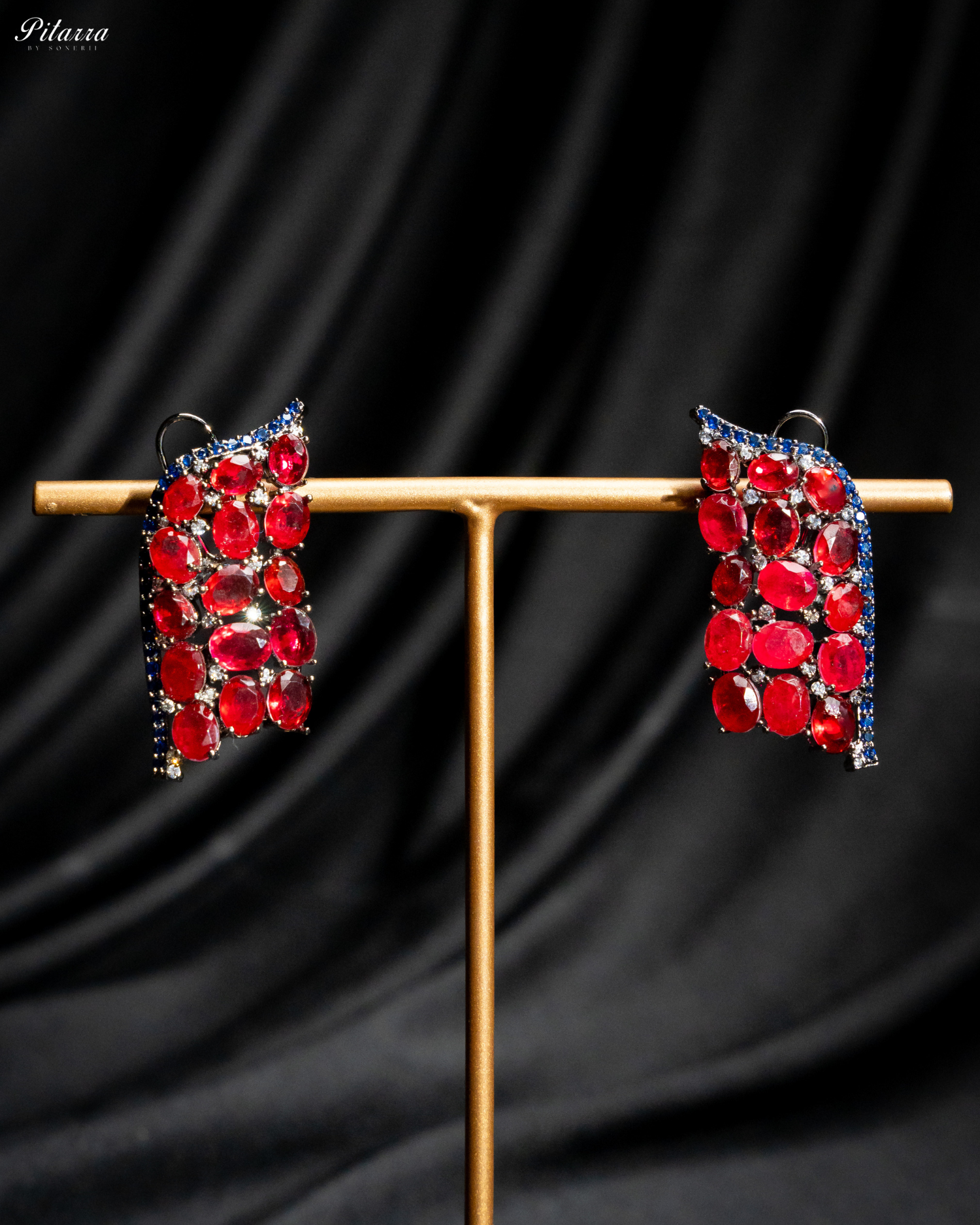 Red Crystal CZ Stud Earrings