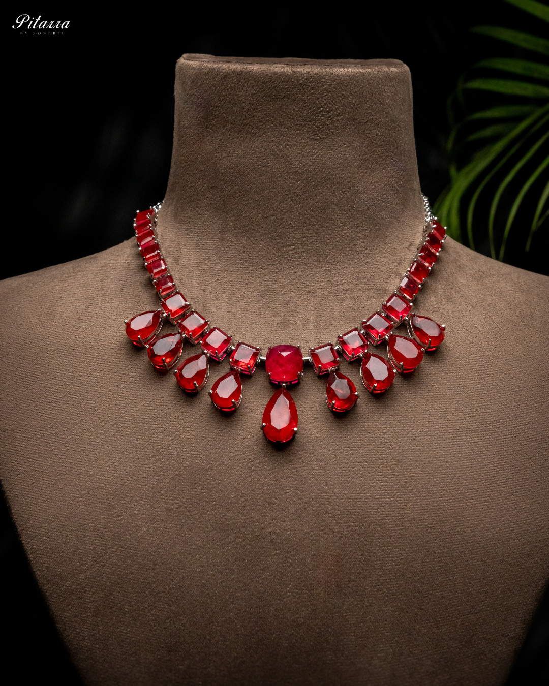 Red Crystal Choker Necklace Set