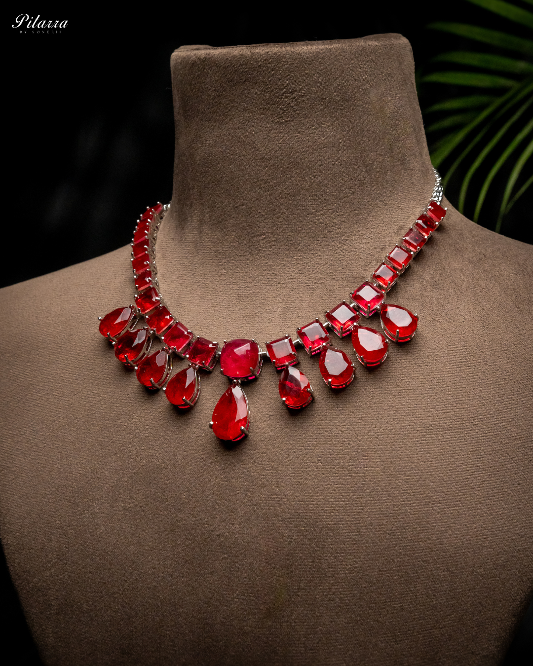 Red Crystal Choker Necklace Set