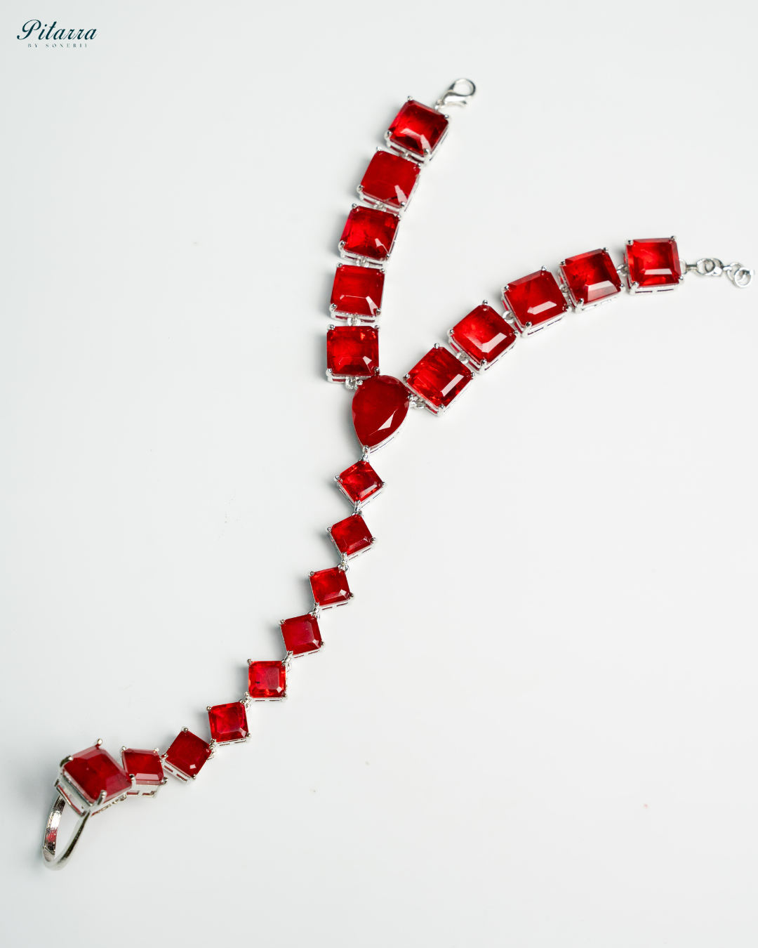 Red Cubic Zirconia Silver Plated Bracelet