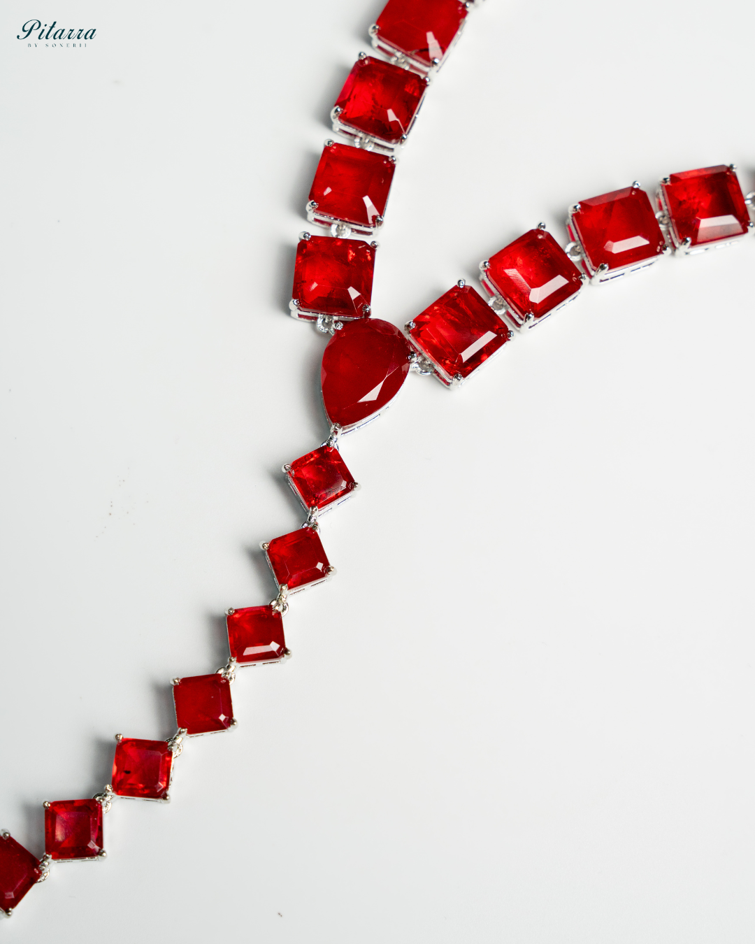 Red Cubic Zirconia Silver Plated Bracelet