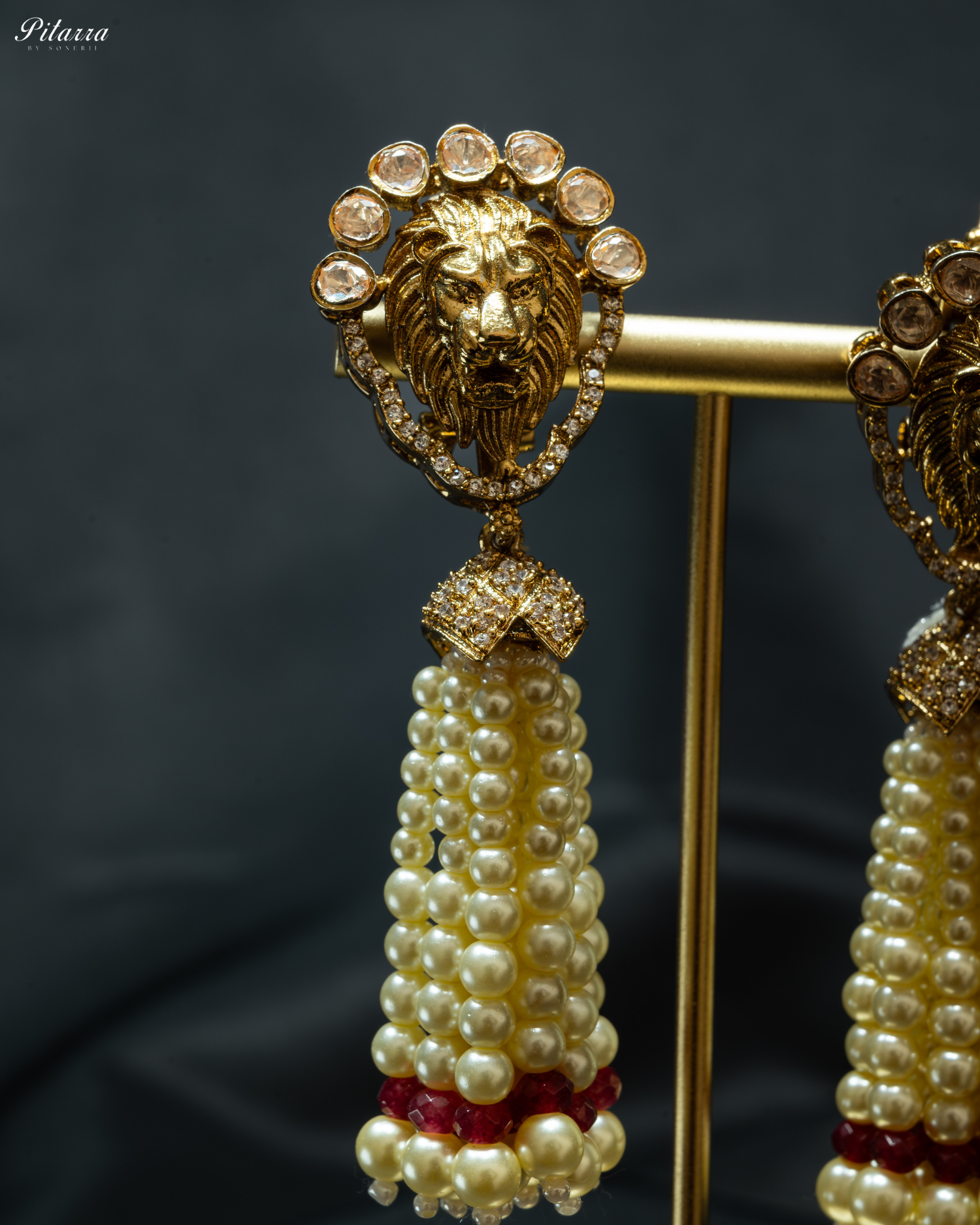 Red Polki Kundan Pendant Necklace Set