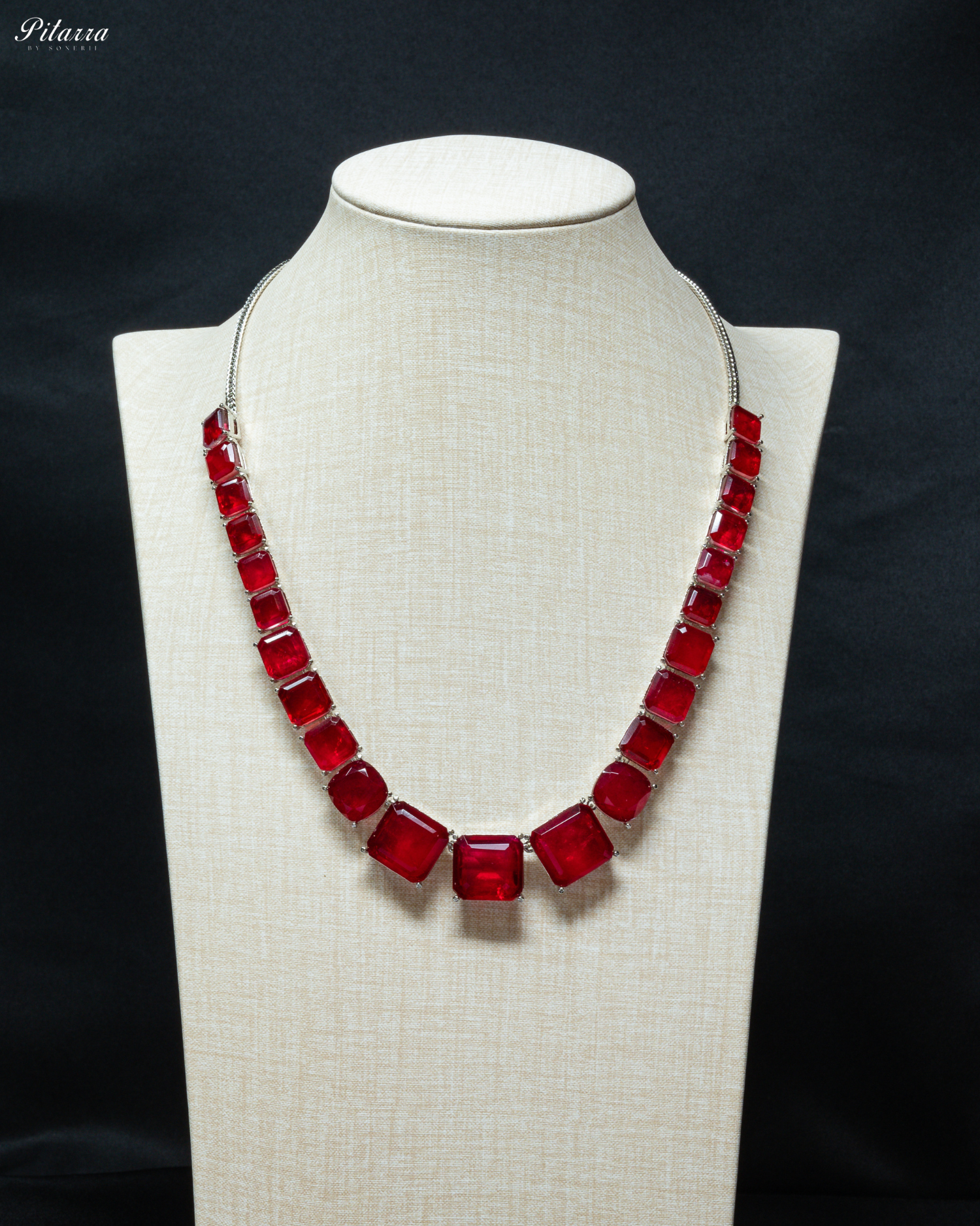 Red Square Doublet Necklace Set