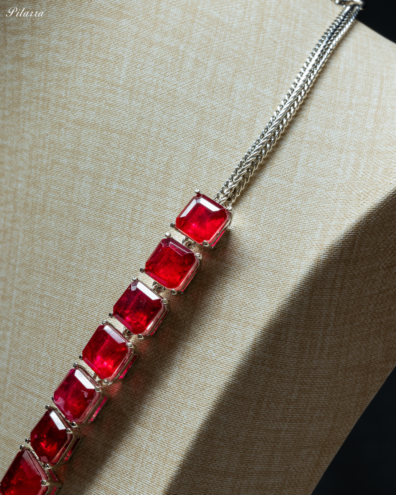 Red Square Doublet Necklace Set