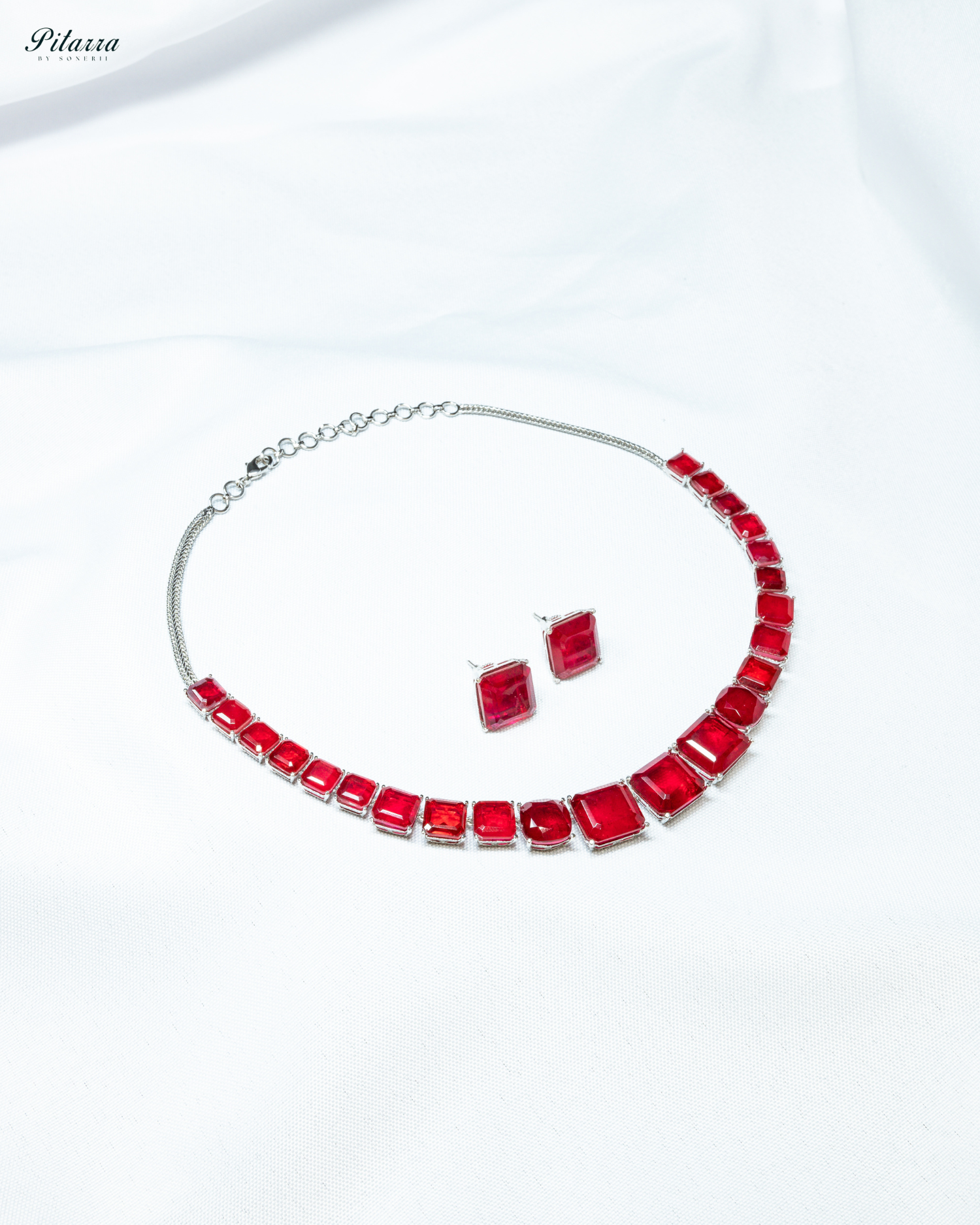 Red Square Doublet Necklace Set