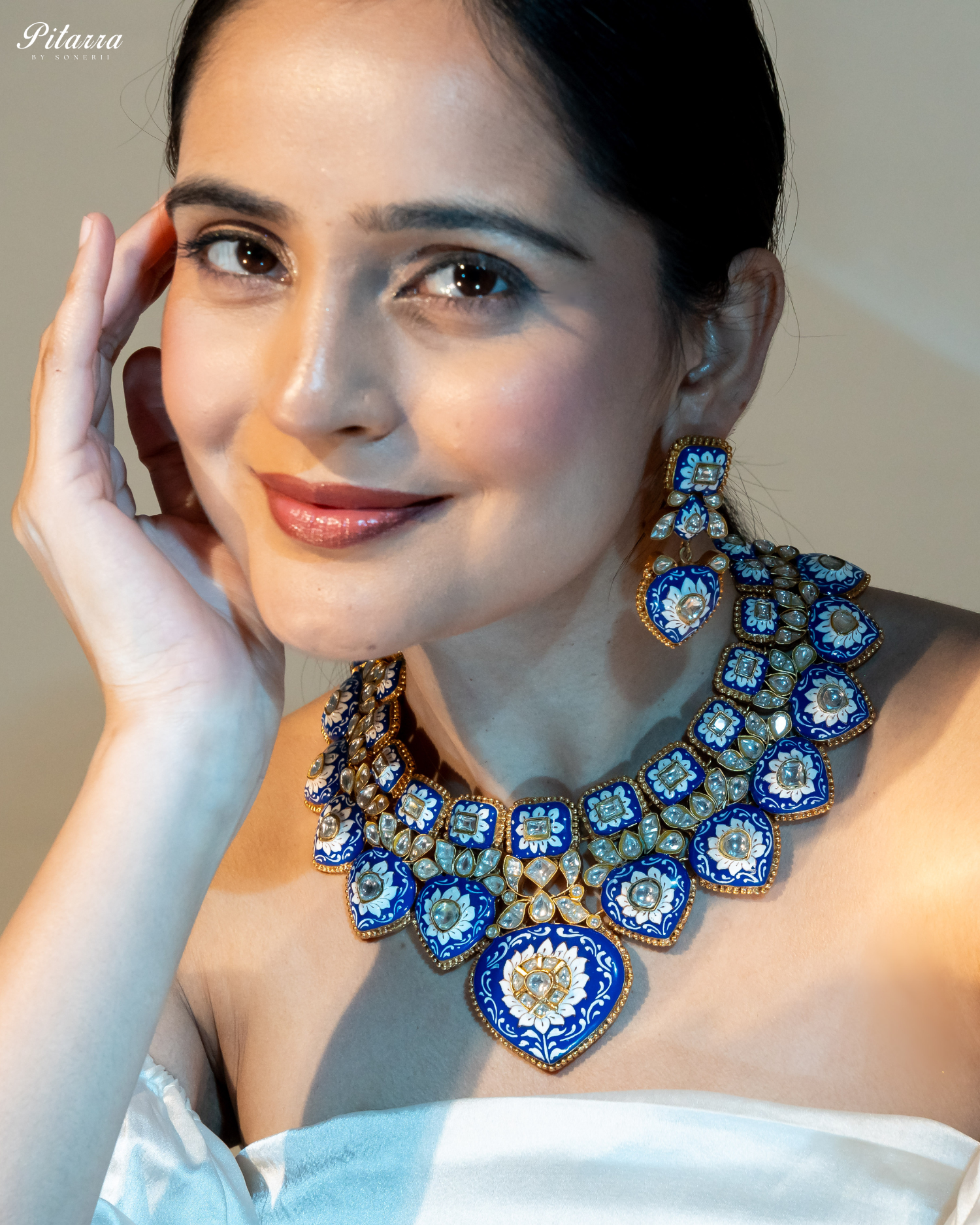 Royal Blue Kundan Jadau Necklace Set