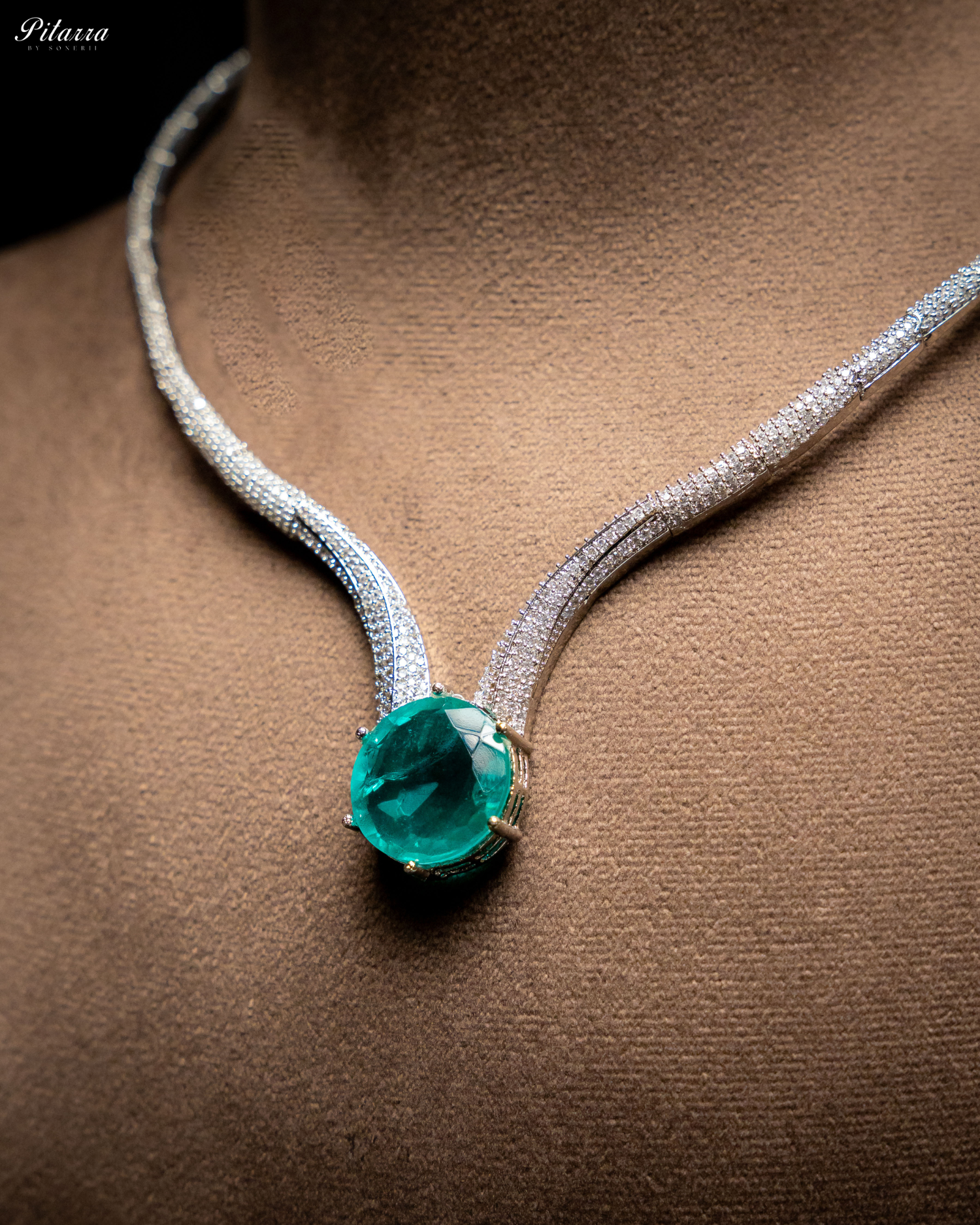 Sea Green Drop Stone CZ Necklace Set