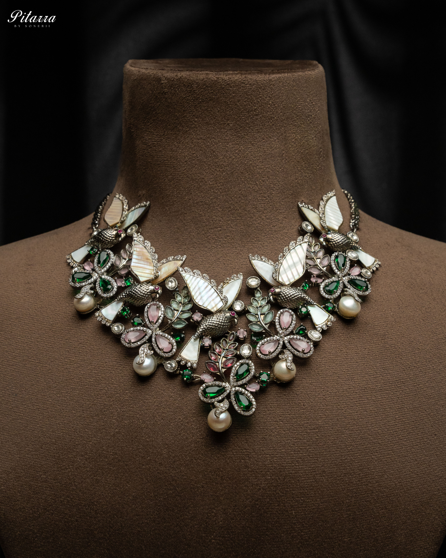 Silver Butterfly Kundan Jadau Set