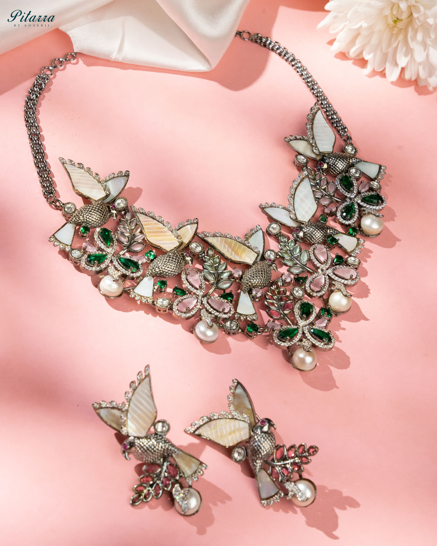 Silver Butterfly Kundan Jadau Set