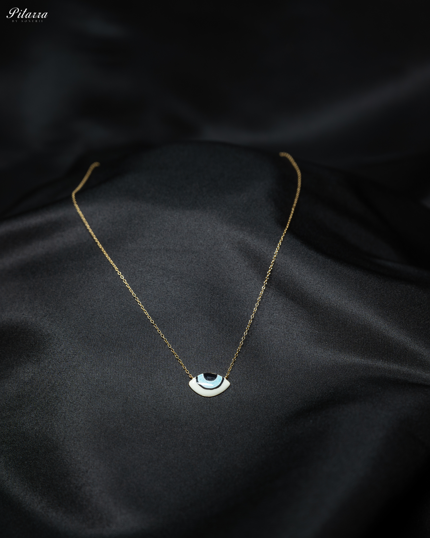 Silver Evil Eye Necklace Set with Bracelet