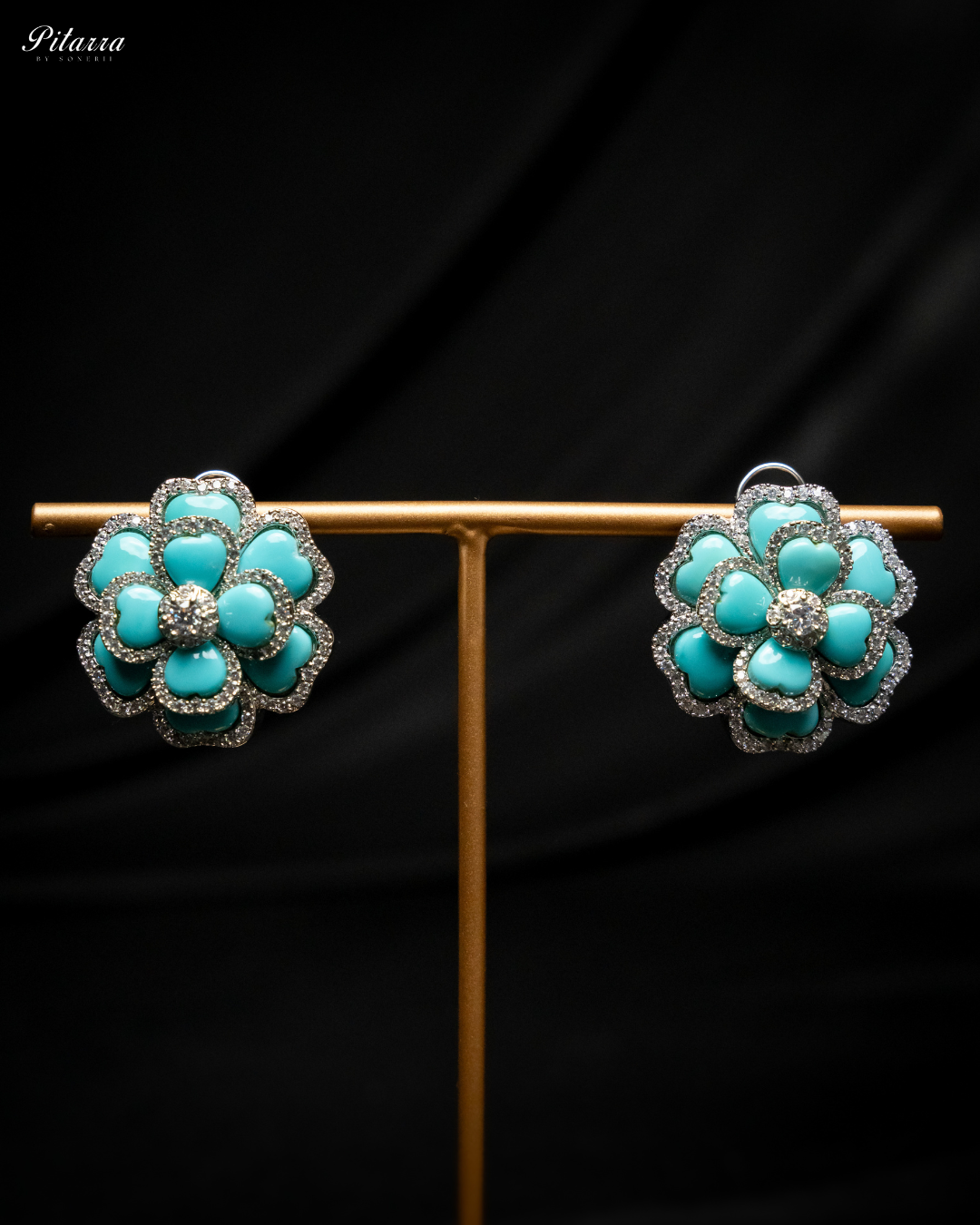 Turquoise Enamel Sliver Earrings