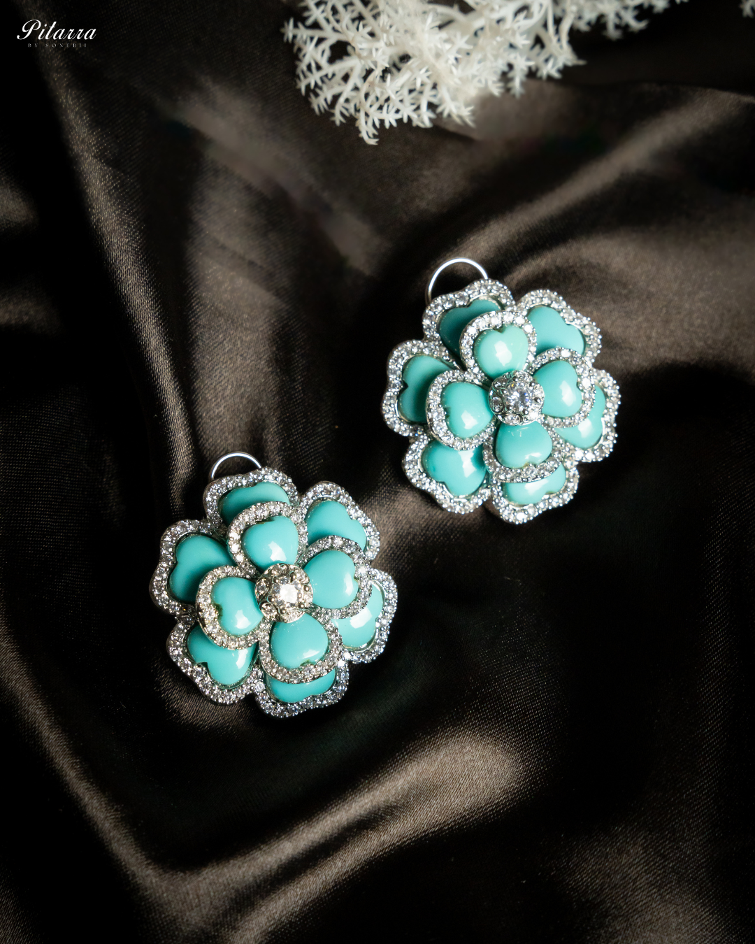 Turquoise Enamel Sliver Earrings