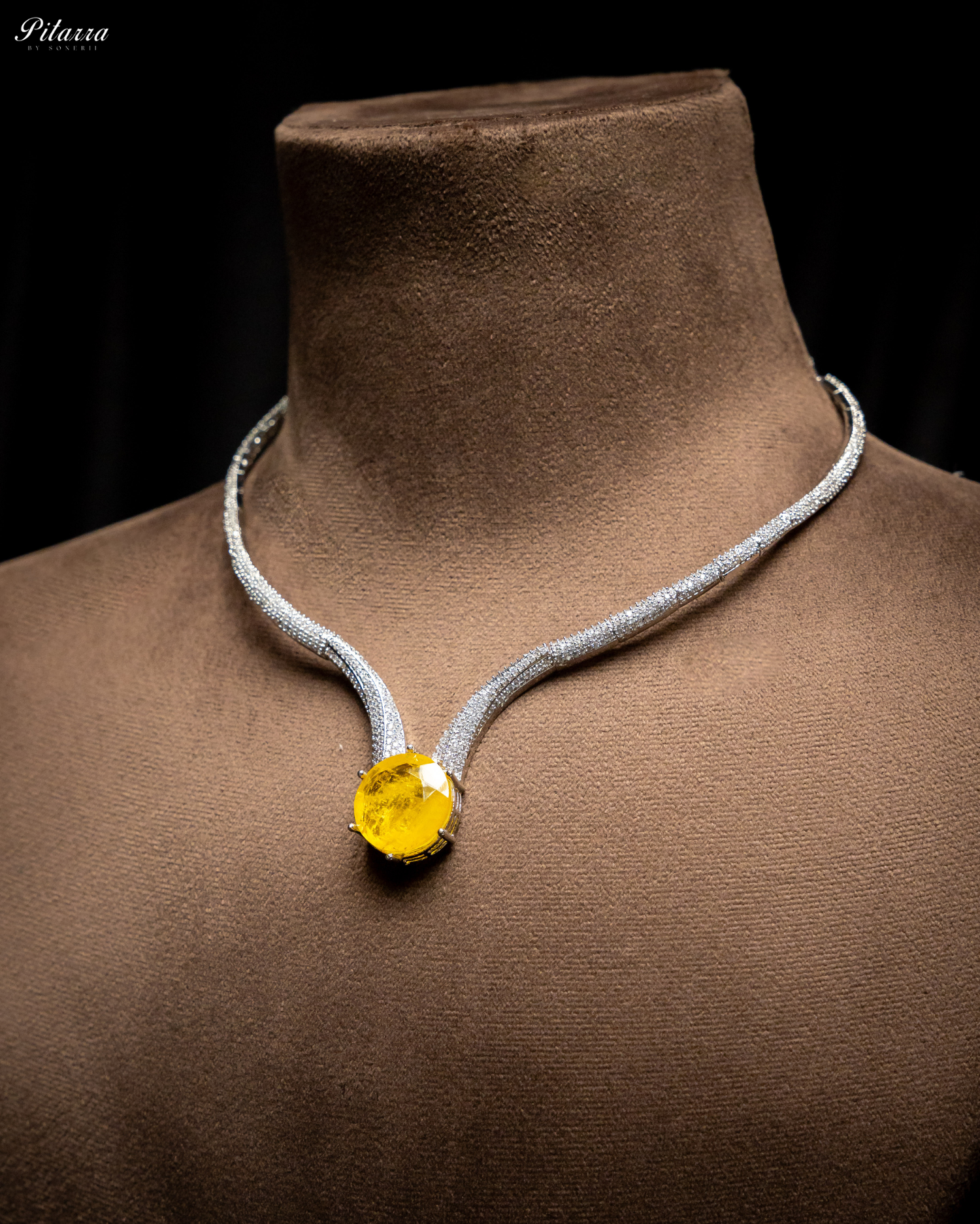 Yellow Drop Stone CZ Necklace Set