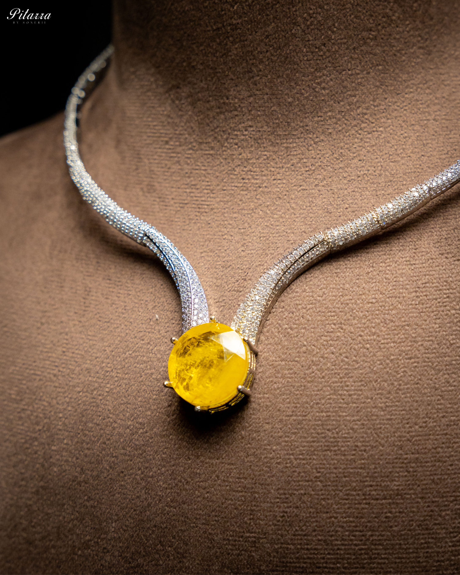 Yellow Drop Stone CZ Necklace Set